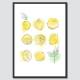 Zitronen Kunstdruck Küche Wandkunst DIN A4 (21 x 29,7 cm)