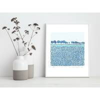 Aquarell Blaue Wiese - Kunstdruck DIN A4 (21 x 29,7 cm)