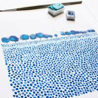 Aquarell Blaue Wiese - Kunstdruck DIN A3 (29,7 x 42 cm)