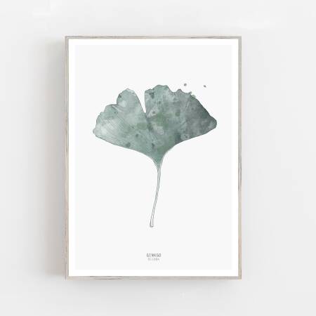 Aquarell Gingko Biloba-Blatt Kunstdruck Wohnzimmer Kunstdruck  Wandkunst DIN A2 (42 x 59,4 cm)