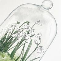 Schneeglöckchen Terrarium Fine Art Print Frühlingsdruck weisse Blumen Kunstdruck DIN A3 (29,7 x 42 cm)