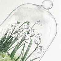 Schneeglöckchen Terrarium Fine Art Print Frühlingsdruck weisse Blumen Kunstdruck 30 x 40 cm