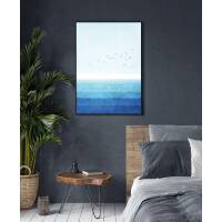 Aquarell Abstrakte Meer mit Möven Kunstdruck Ozean Druck Strandhaus Wandkunst  DIN A4 (21 x 29,7 cm)