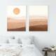 Modern abstract landscape prints set of 2 burnt orange fine art prints DIN A1 (59,4 x 84,1 cm)