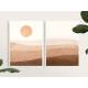 Modern abstract landscape prints set of 2 burnt orange fine art prints DIN A1 (59,4 x 84,1 cm)