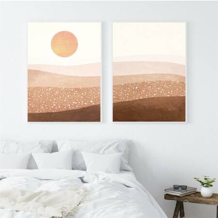 Modern abstract landscape prints set of 2 burnt orange fine art prints 30 x 40 cm