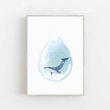 Aquarellwal-Druck Kinderzimmerdruck Walillustration DIN A1 (59,4 x 84,1 cm)