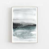 Aquarell abstrakte neblige Landschaft moderner Aquarell Kunstdruck  DIN A5 (14,8 x 21 cm)