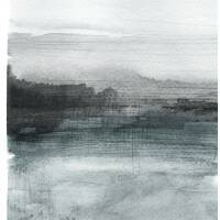Aquarell abstrakte neblige Landschaft moderner Aquarell Kunstdruck  DIN A4 (21 x 29,7 cm)