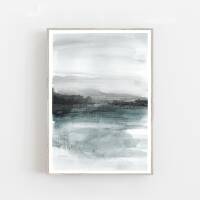 Aquarell abstrakte neblige Landschaft moderner Aquarell Kunstdruck  DIN A2 (42 x 59,4 cm)