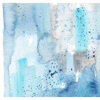 Abstrakter Aquarell Kunstdruck moderne blaue Wandkunst Boho-Druck DIN A4 (21 x 29,7 cm)