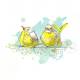 Aquarell Zwei gelbe Vögel Freunde Kunstdruck. DIN A5 (14,8 x 21 cm)