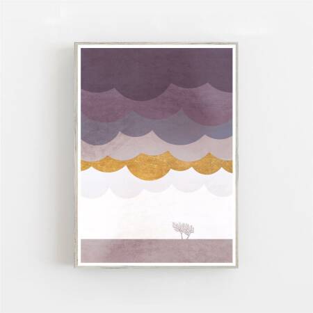 Herbstlandschaft Kunstdruck skandinavischer Kunstdruck wolken Poster DIN A4 (21 x 29,7 cm)