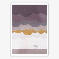 Herbstlandschaft Kunstdruck skandinavischer Kunstdruck wolken Poster DIN A3 (29,7 x 42 cm)