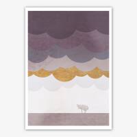 Herbstlandschaft Kunstdruck skandinavischer Kunstdruck wolken Poster DIN A1 (59,4 x 84,1 cm)