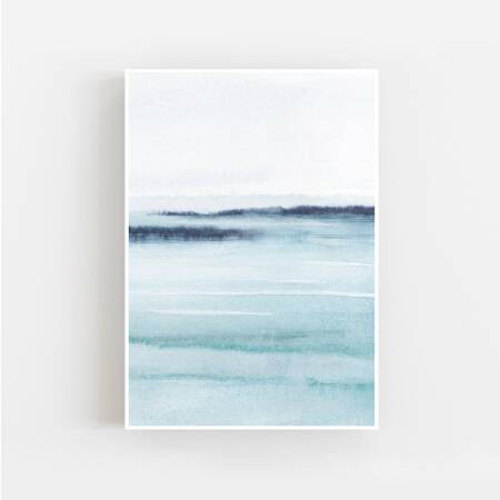 Abstrakte hellblaue Aquarell Kunstdruck skandinavischer Kunstdruck DIN A5 (14,8 x 21 cm)