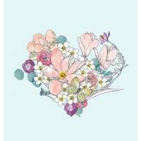 Frühlingsblüten Herz Illustration Kunstdruck Boho Druck DIN A4 (21 x 29,7 cm)