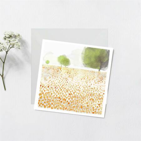 Postkarte Watercolor tulip meadow mit Umschlag