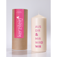 Kerzlein pillar candle flame pink from you & me we are stupid challenge big 185 x 78 cm