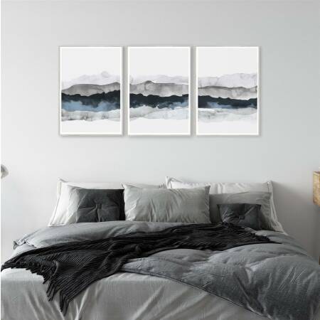 Set of 3 abstract watercolor landscape prints bedroom wall art scandinavian prints A4 (21 x 29,7 cm)