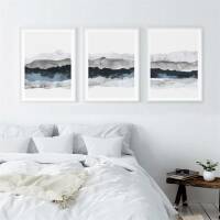 Set of 3 abstract watercolor landscape prints bedroom wall art scandinavian prints A4 (21 x 29,7 cm)