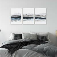 Set of 3 abstract watercolor landscape prints bedroom wall art scandinavian prints A1 (59,4 x 84,1 cm)