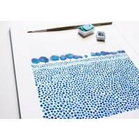 Set von 3 Kunstdrucken Blaue Wiese Druck Sonne und Meer Druck Orange Tulpen Wiese Druck A4 (21 x 29,7 cm)