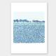 Set von 2 Kunstdrucken abstrakter Landschaft Druck Aquarell Blaue Wiese Sonne und Meer 30 x 40 cm