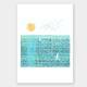 Set von 2 Kunstdrucken abstrakter Landschaft Druck Aquarell Blaue Wiese Sonne und Meer 40 x 50 cm