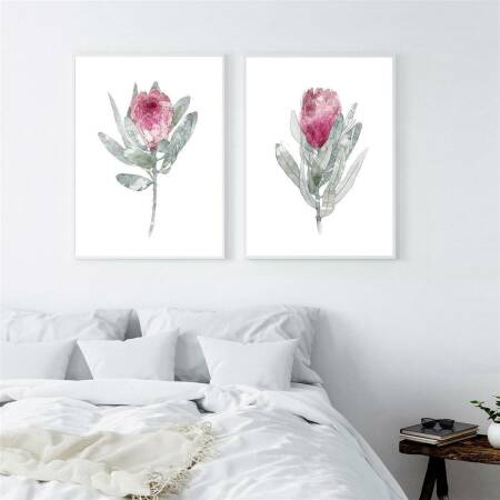 Set von 2 Protea Blüten Kunstdrucken botanische Kunstdrucke A1 (59,4 x 84,1 cm)