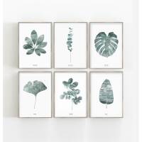Set von 6 botanischen Kunstdrucken moderne Blätter Kunstdrucke Wandkunst A3 (29,7 x 42 cm)