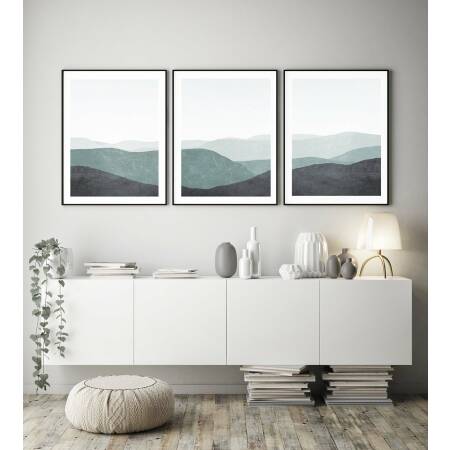 Set von 3 Berg-Kunstdrucke Schlafzimmer Büro Wandkunst moderne A5 (14,8 x 21 cm)