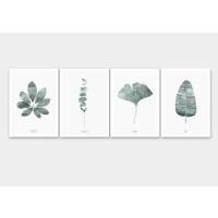 Set von vier botanischen Kunstdrucken Wandkunst Schlafzimmer Drucke Büro Drucke A4 (21 x 29,7 cm)
