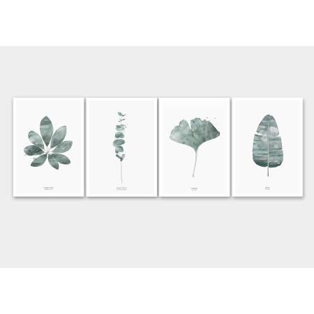Set von vier botanischen Kunstdrucken Wandkunst Schlafzimmer Drucke Büro Drucke A1 (59,4 x 84,1 cm)