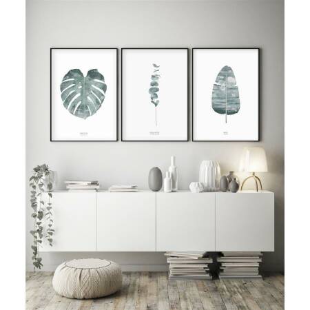 Set von 3 botanischen Kunstdrucken Blätter skandinavische Wandkunst Drucke A5 (14,8 x 21 cm)